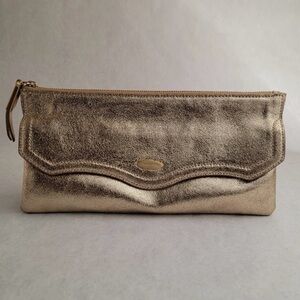 TAHARI Timeless STUNNING Metallic Gold Sequin Shiny Pocket Chic Holiday Clutch